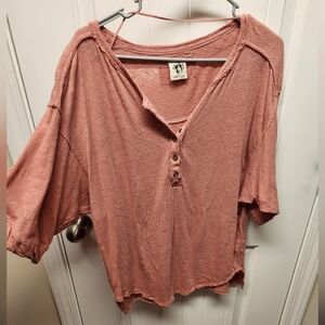COPY - Small pink We the Free Maribel henley tee